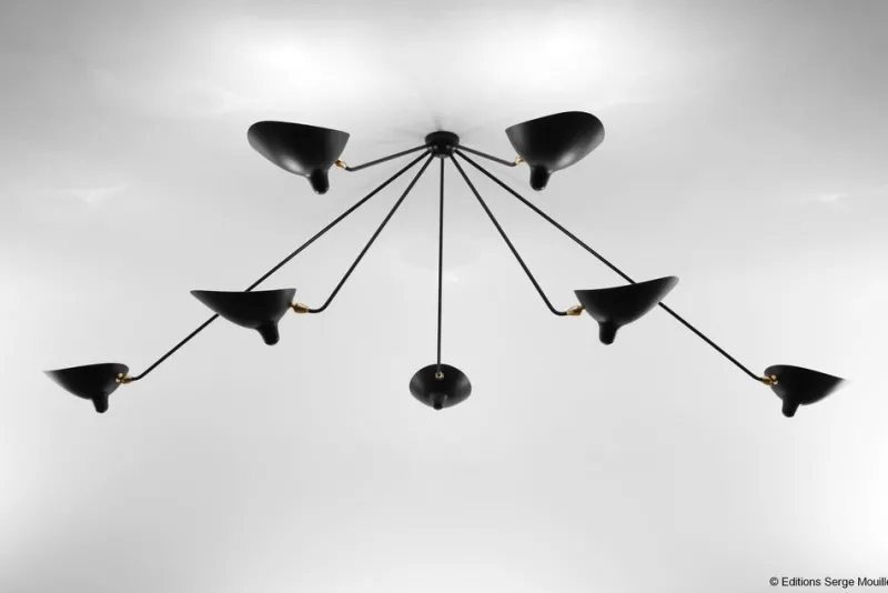 New Pamono Spider Ceiling Lamp with 3 Arms by Serge Mouille