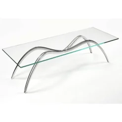 Pamono Spider Coffee Table in Crystal Glass and Steel by Barberini & Gunnell> Tables