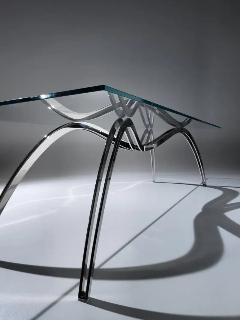 Pamono Spider Coffee Table in Crystal Glass and Steel by Barberini & Gunnell> Tables