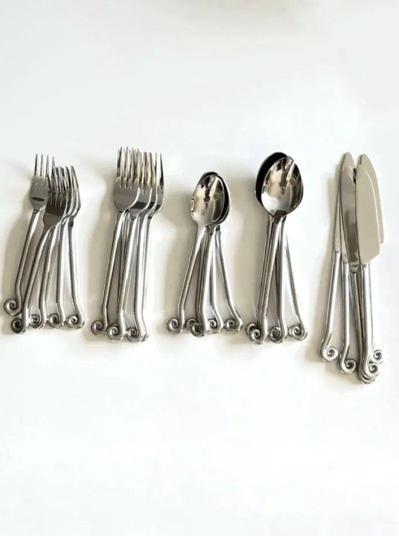 Outlet Pamono Spiral Stainless Steel Cutlery Set, 2010s, Set of 25