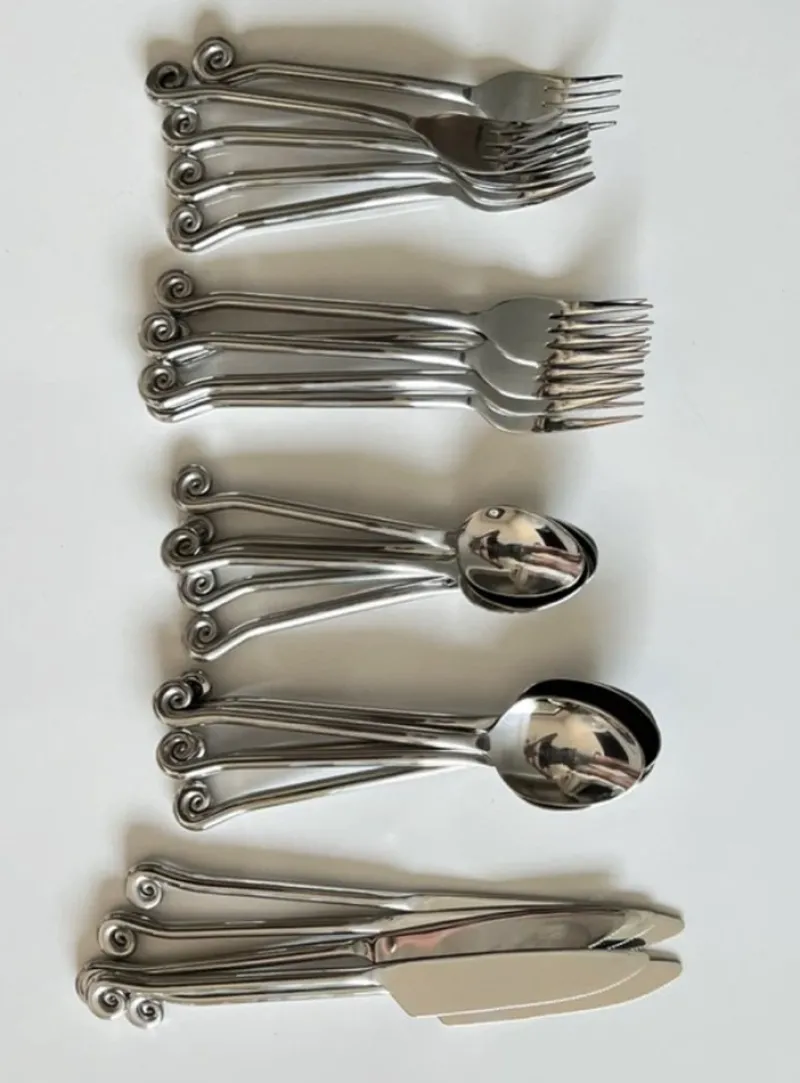 Outlet Pamono Spiral Stainless Steel Cutlery Set, 2010s, Set of 25