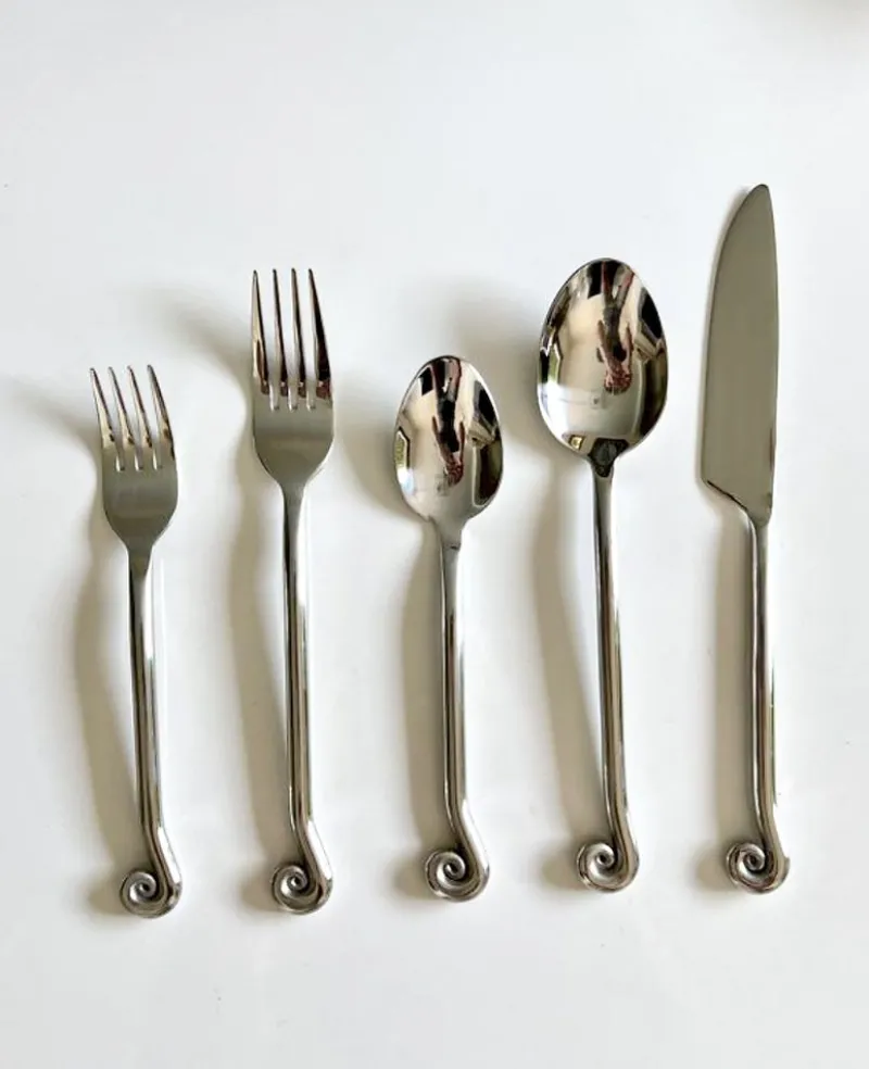 Outlet Pamono Spiral Stainless Steel Cutlery Set, 2010s, Set of 25