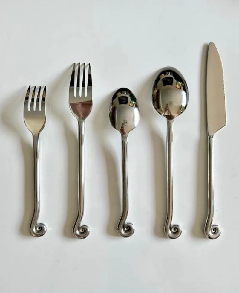Outlet Pamono Spiral Stainless Steel Cutlery Set, 2010s, Set of 25