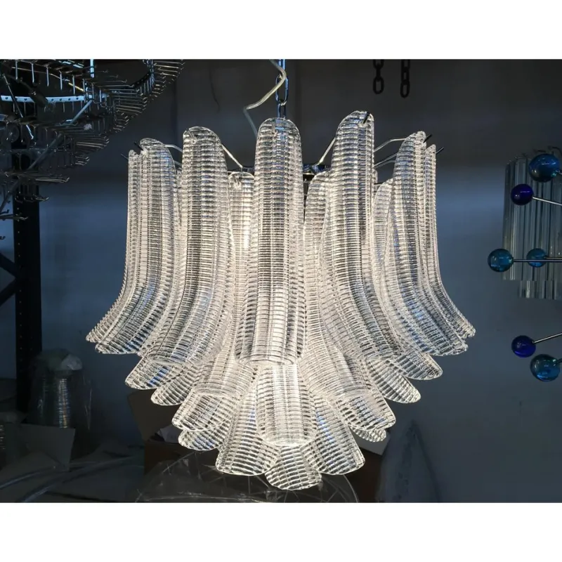 Pamono Sputnik Chandelier with Clear Seghettata Italian Glass by Simoeng> Ceiling Lights