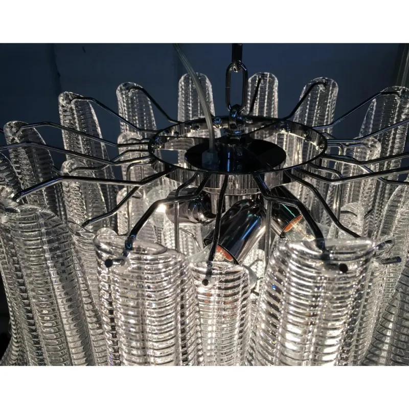Pamono Sputnik Chandelier with Clear Seghettata Italian Glass by Simoeng> Ceiling Lights