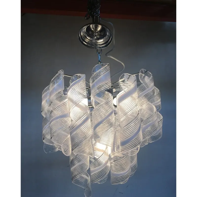Pamono Sputnik Chandelier with Swirling Italian Glass by Simoeng> Ceiling Lights