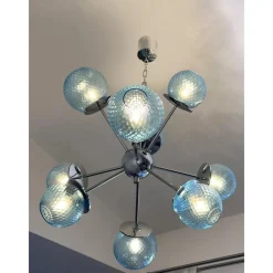 Pamono Sputnik Light-Blue Ballotton Murano Glass Chandelier by Simoeng><noscript><img width=
