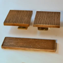 Pamono Square Bronze Push and Pull Door Handles and Letterbox, Set of 3><noscript><img width=