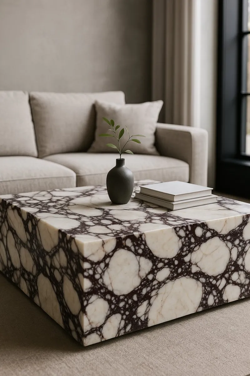 Hot Pamono Square Marble Coffee Table in Calacatta Viola Marble by Andrea Grasso