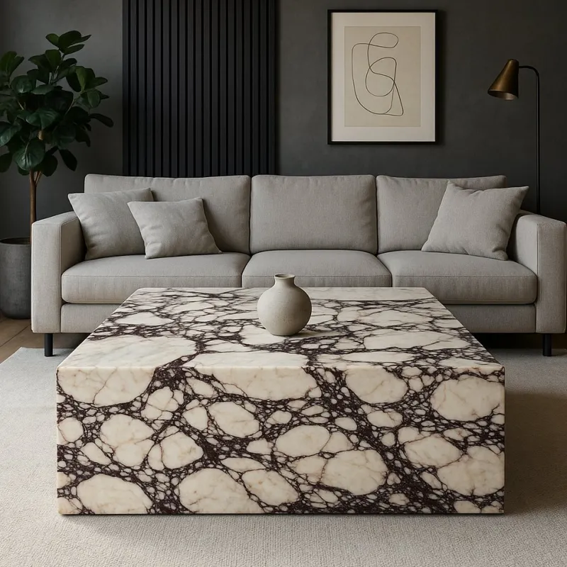 Hot Pamono Square Marble Coffee Table in Calacatta Viola Marble by Andrea Grasso