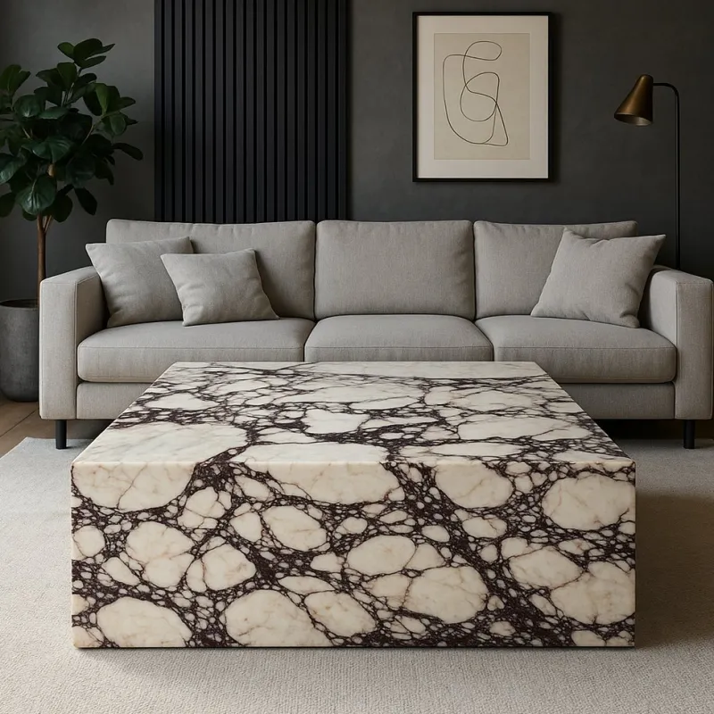 Hot Pamono Square Marble Coffee Table in Calacatta Viola Marble by Andrea Grasso