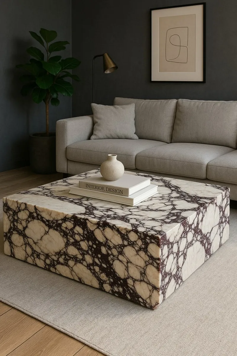 Hot Pamono Square Marble Coffee Table in Calacatta Viola Marble by Andrea Grasso