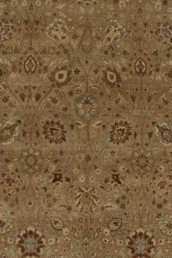 New Pamono Square Rug in Beige-Brown Floral Patterns from R&K Principal Jahanshah Nazmiyal