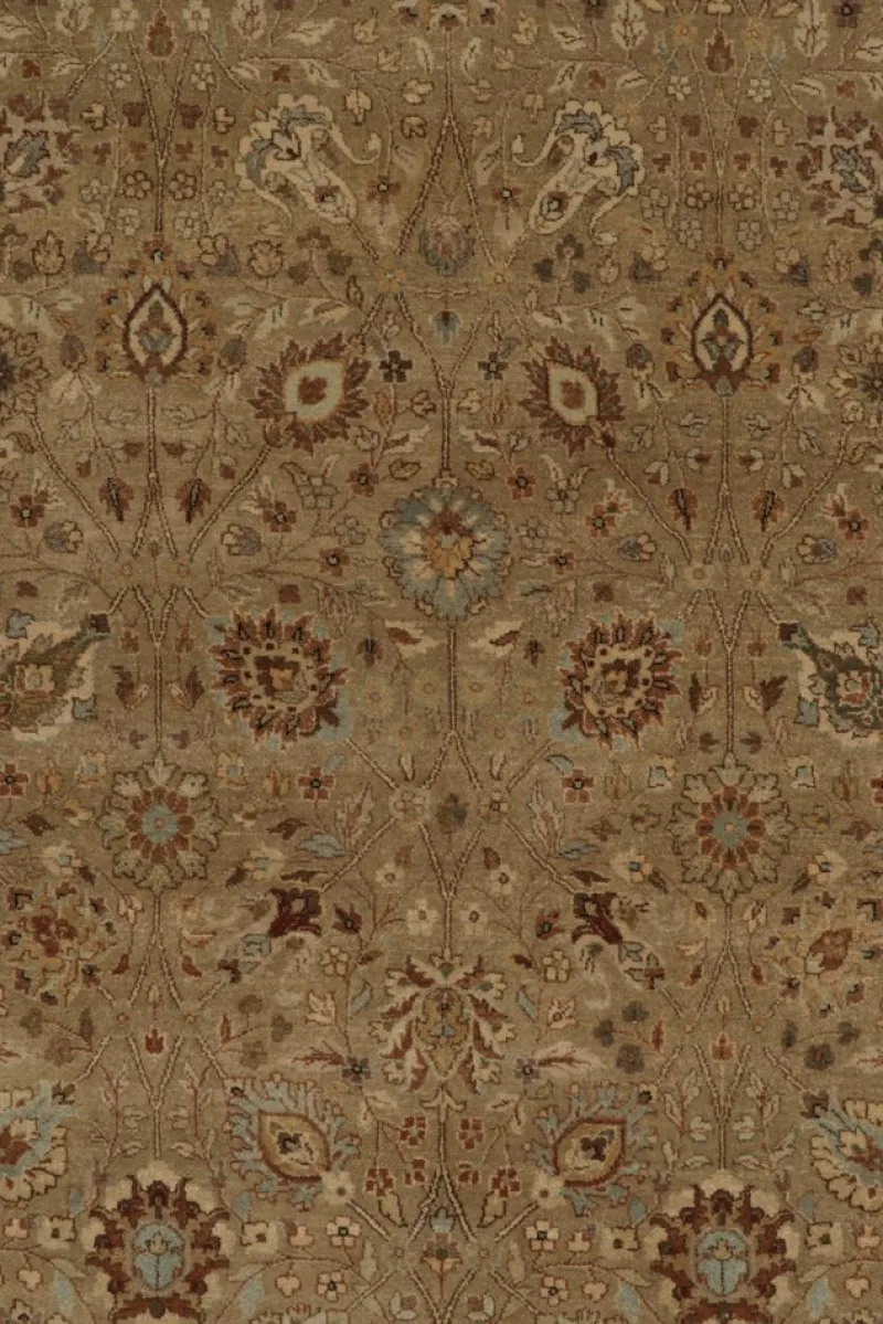 New Pamono Square Rug in Beige-Brown Floral Patterns from R&K Principal Jahanshah Nazmiyal