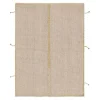 Hot Pamono Square Rug with Textural Cream and Yellow Stripes from R&K Principal Jahanshah Nazmiyal