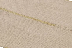 Hot Pamono Square Rug with Textural Cream and Yellow Stripes from R&K Principal Jahanshah Nazmiyal