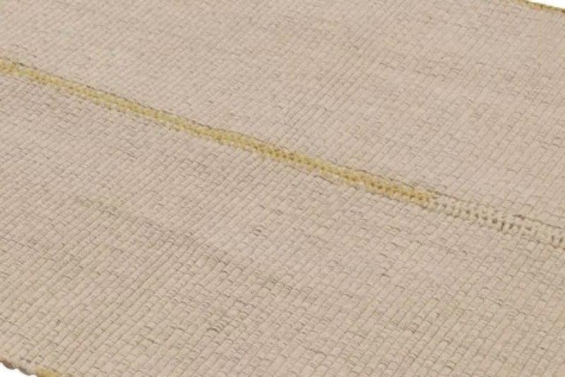 Hot Pamono Square Rug with Textural Cream and Yellow Stripes from R&K Principal Jahanshah Nazmiyal