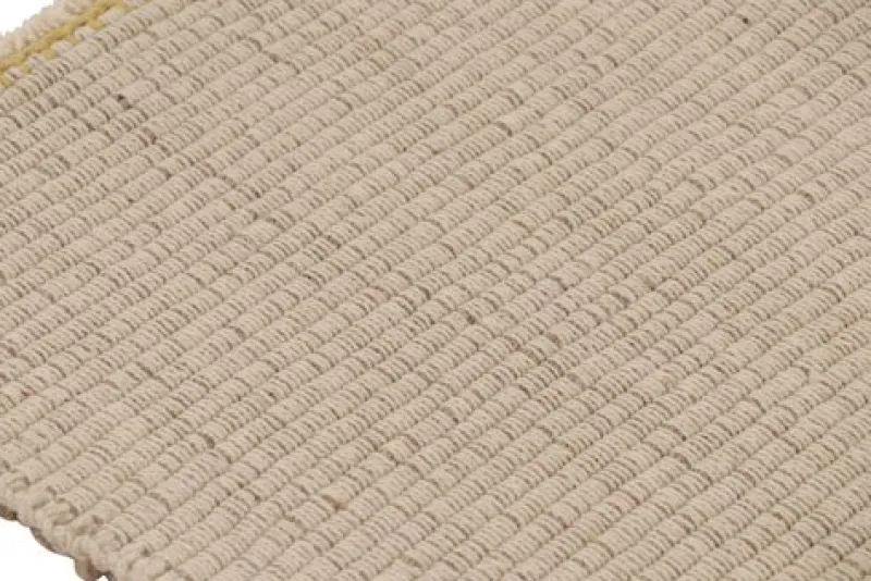 Hot Pamono Square Rug with Textural Cream and Yellow Stripes from R&K Principal Jahanshah Nazmiyal