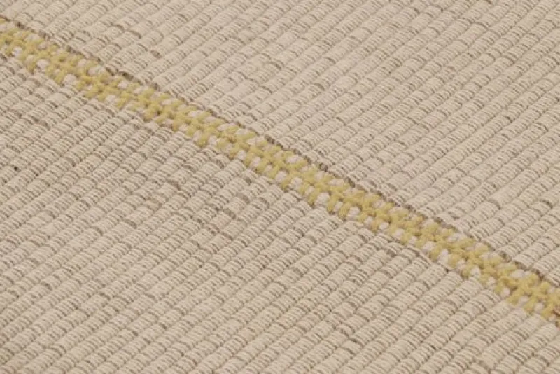 Hot Pamono Square Rug with Textural Cream and Yellow Stripes from R&K Principal Jahanshah Nazmiyal