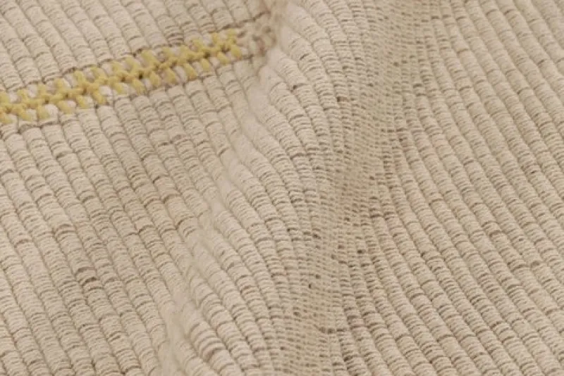 Hot Pamono Square Rug with Textural Cream and Yellow Stripes from R&K Principal Jahanshah Nazmiyal