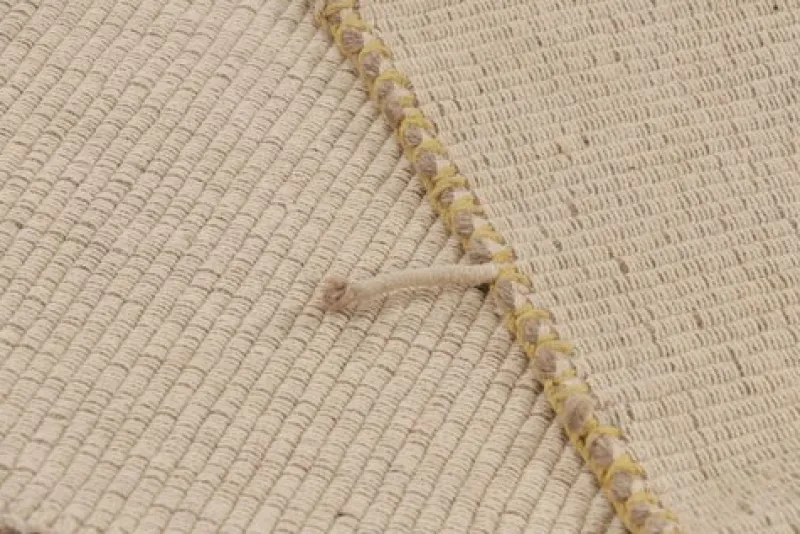 Hot Pamono Square Rug with Textural Cream and Yellow Stripes from R&K Principal Jahanshah Nazmiyal