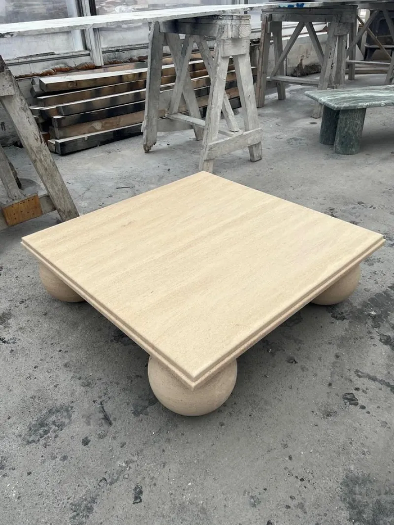 Hot Pamono Square Stone Coffee Table with Ball Sphere Base by My Habitat Design