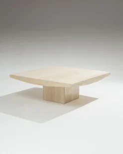 Clearance Pamono Square Travertine Coffee Table, 1970s