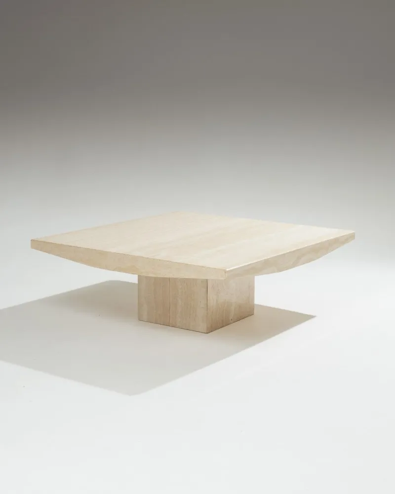 Clearance Pamono Square Travertine Coffee Table, 1970s
