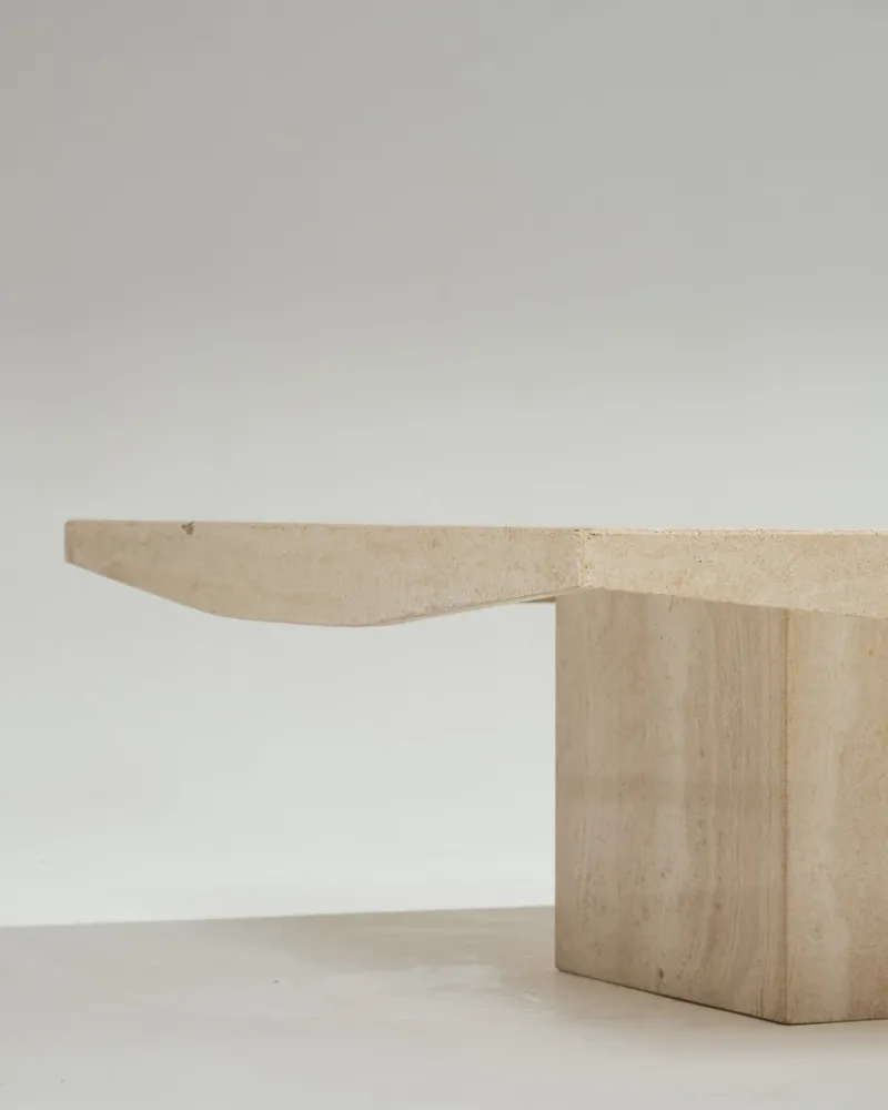 Clearance Pamono Square Travertine Coffee Table, 1970s