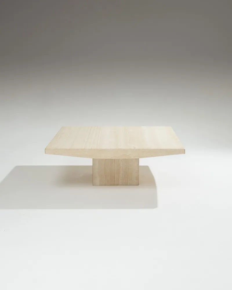 Clearance Pamono Square Travertine Coffee Table, 1970s