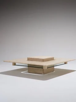 Online Pamono Square Travertine Saturn Coffee Table, 1980s