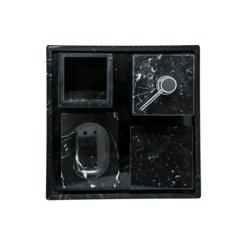 Pamono Squared Black Marquina Marble Tray> Tabletop|Trays