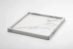 Clearance Pamono Squared White Carrara Marble Tray from Fiammettav Home Collection