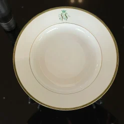 Clearance Pamono SS Monogramed Set of Plates with Gold Trim by Bareuther Bavaria, 1930s, Set of 40