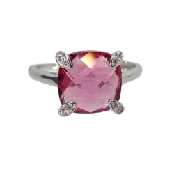 Pamono 21st Century Solitaire Ring in Ruby Root and Zircons and 925 Sterling Silver, Italy, 2010s> Rings