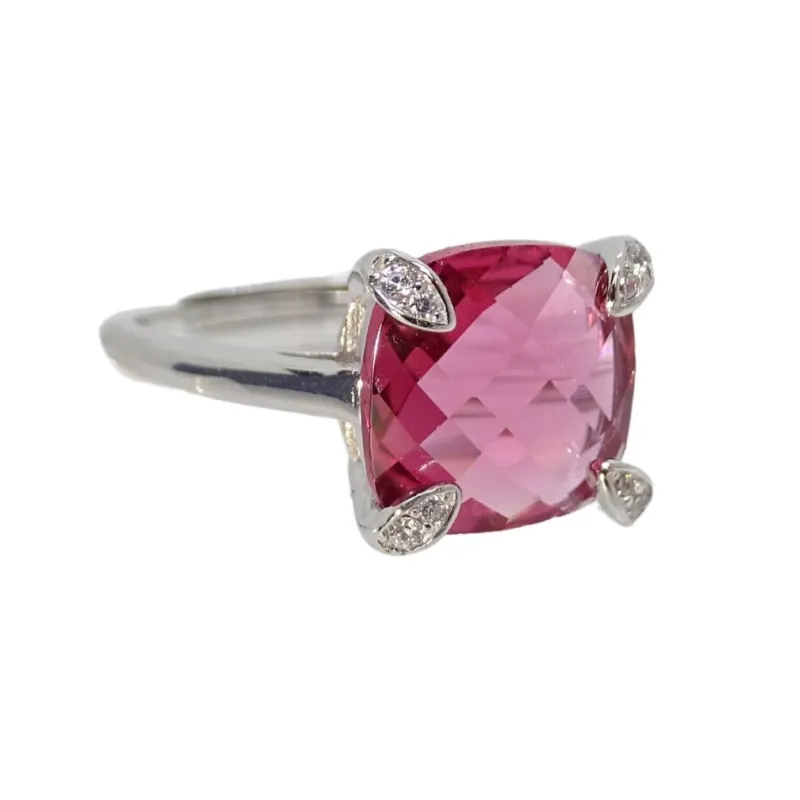 Pamono 21st Century Solitaire Ring in Ruby Root and Zircons and 925 Sterling Silver, Italy, 2010s> Rings