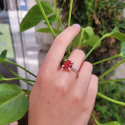 Pamono 21st Century Solitaire Ring in Ruby Root and Zircons and 925 Sterling Silver, Italy, 2010s><noscript><img width=