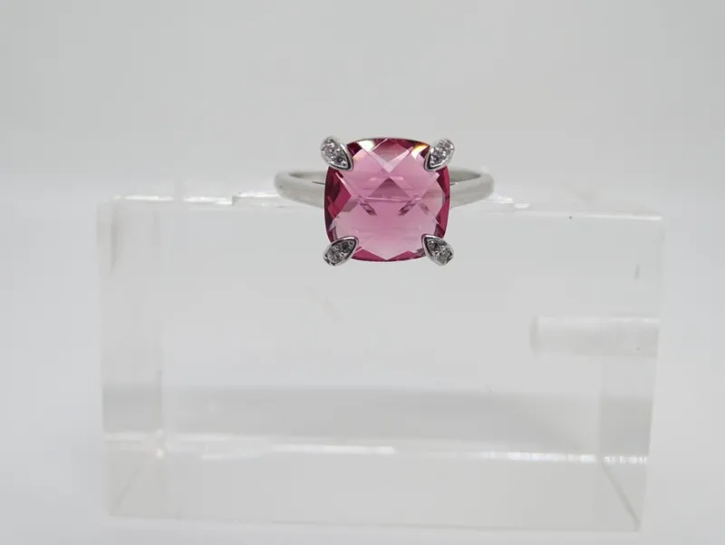 Pamono 21st Century Solitaire Ring in Ruby Root and Zircons and 925 Sterling Silver, Italy, 2010s> Rings
