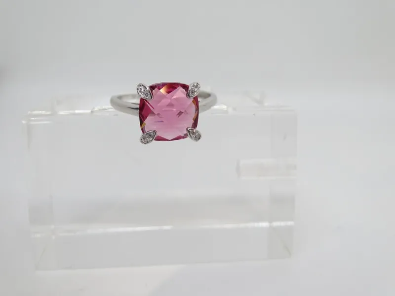 Pamono 21st Century Solitaire Ring in Ruby Root and Zircons and 925 Sterling Silver, Italy, 2010s> Rings