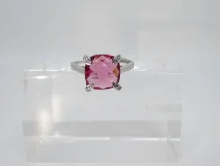 Pamono 21st Century Solitaire Ring in Ruby Root and Zircons and 925 Sterling Silver, Italy, 2010s><noscript><img width=