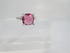 Pamono 21st Century Solitaire Ring in Ruby Root and Zircons and 925 Sterling Silver, Italy, 2010s><noscript><img width=