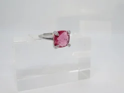 Pamono 21st Century Solitaire Ring in Ruby Root and Zircons and 925 Sterling Silver, Italy, 2010s><noscript><img width=
