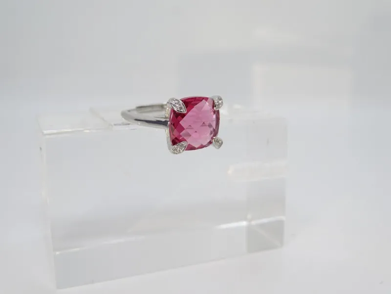 Pamono 21st Century Solitaire Ring in Ruby Root and Zircons and 925 Sterling Silver, Italy, 2010s> Rings