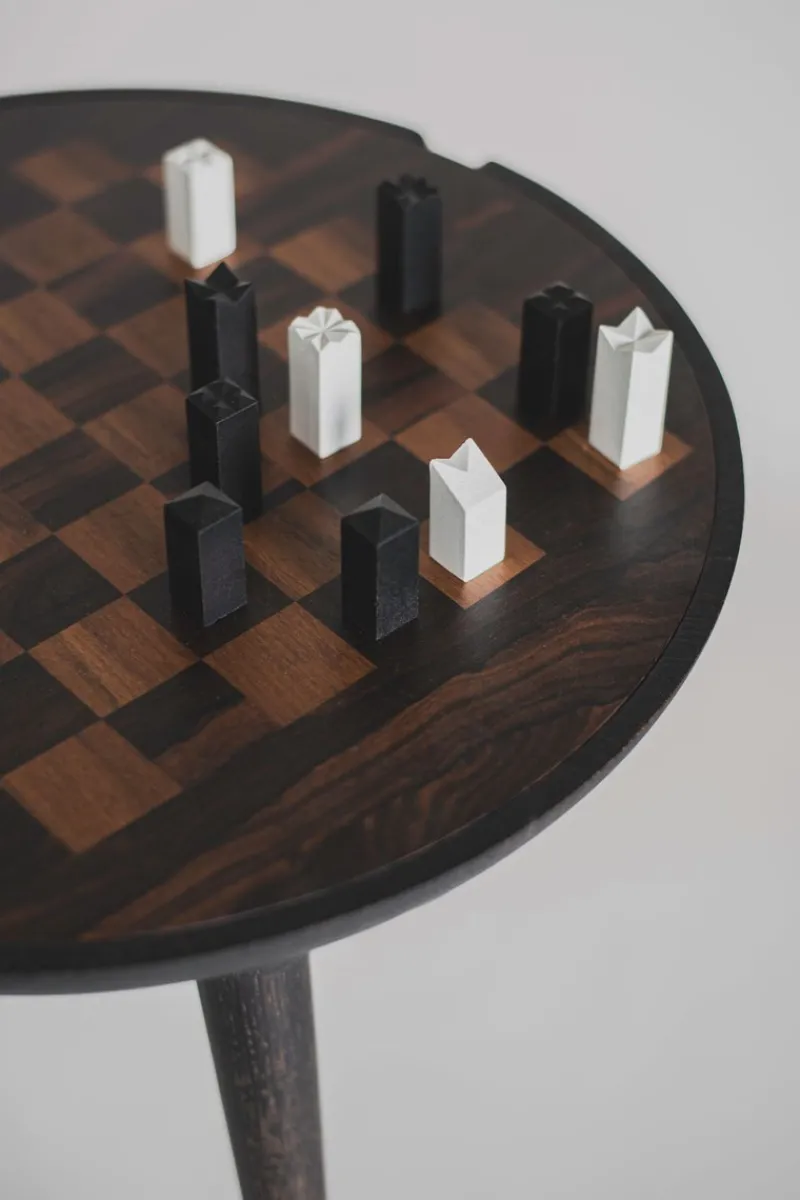 Clearance Pamono 21st Century Trojan Chess Table & Set in Black