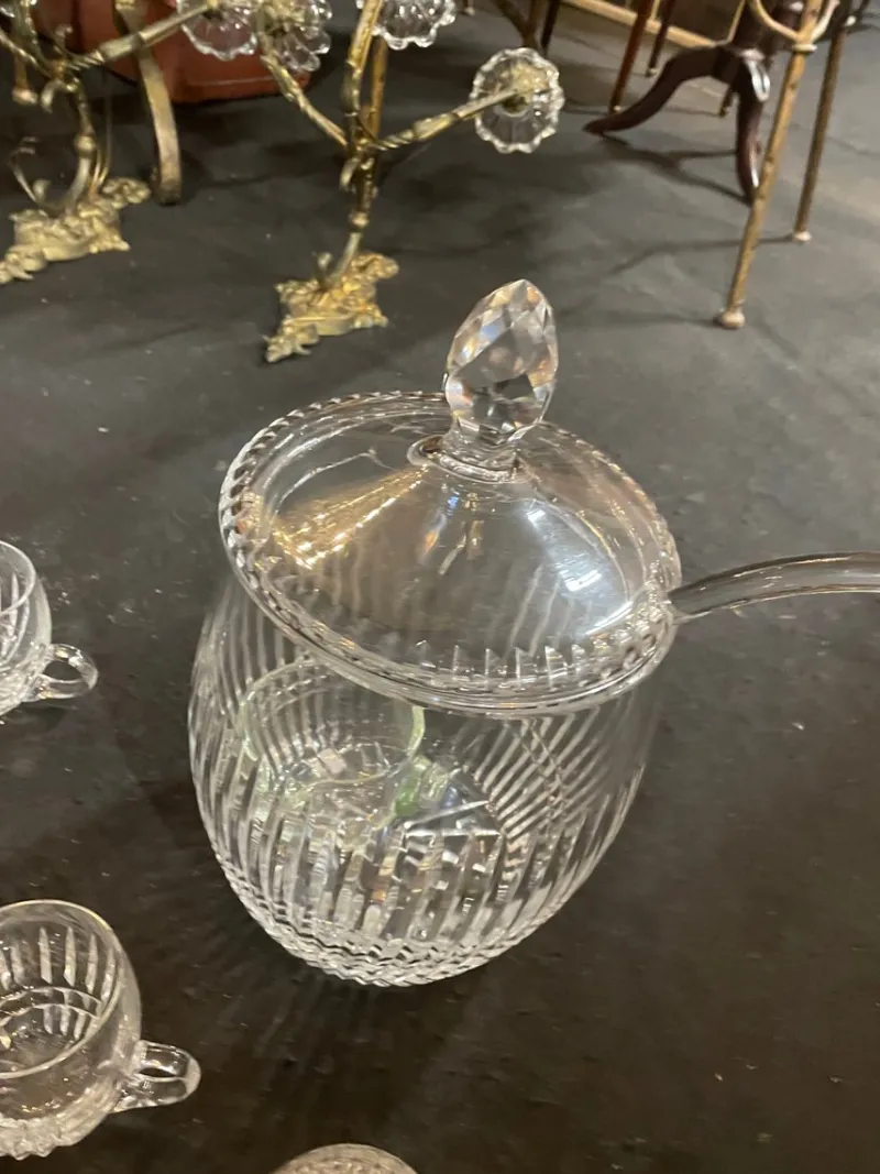 Pamono St Louis Crystal Punch Service with Bowl and Ladle, Set of 6> Serving Dishes