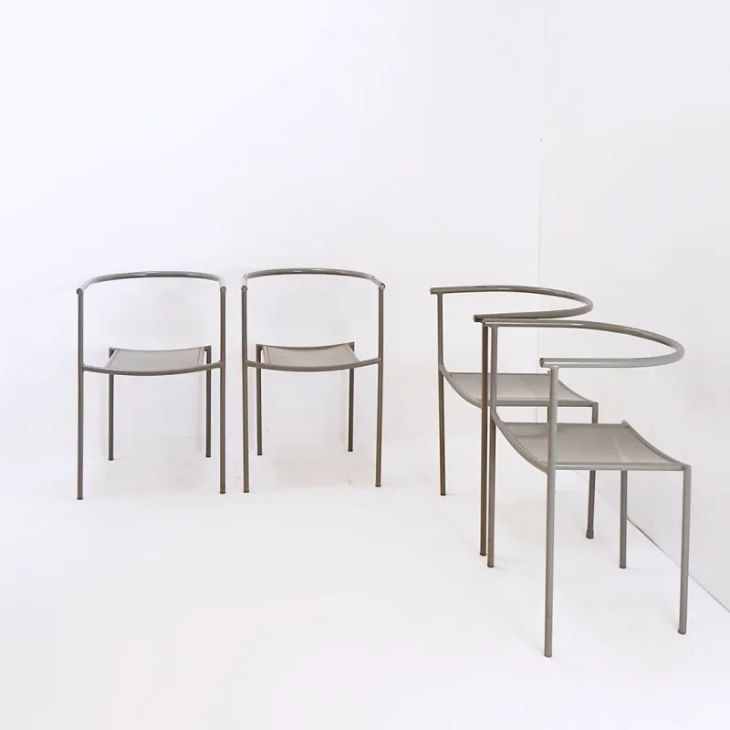Sale Pamono Stackable Chairs in Gray Metal by Philippe Starck for Driade, Set of 4