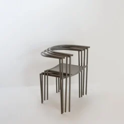Sale Pamono Stackable Chairs in Gray Metal by Philippe Starck for Driade, Set of 4