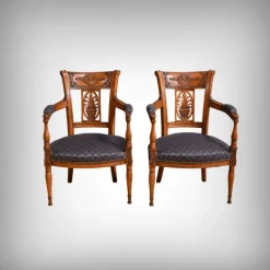 Pamono Stained Beech Armchairs, Early 20th Century, Set of 2> Lounge Chairs & Armchairs