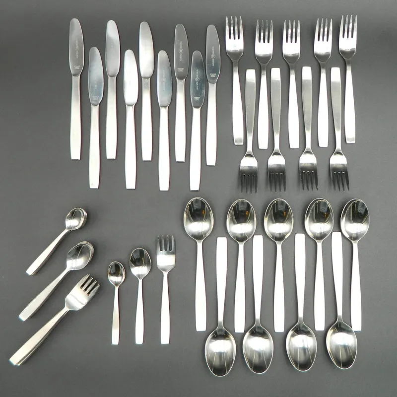 New Pamono Stainless Steel Cutlery for Nine People by Helmut Alder for Amboss, 1960s, Set of 59