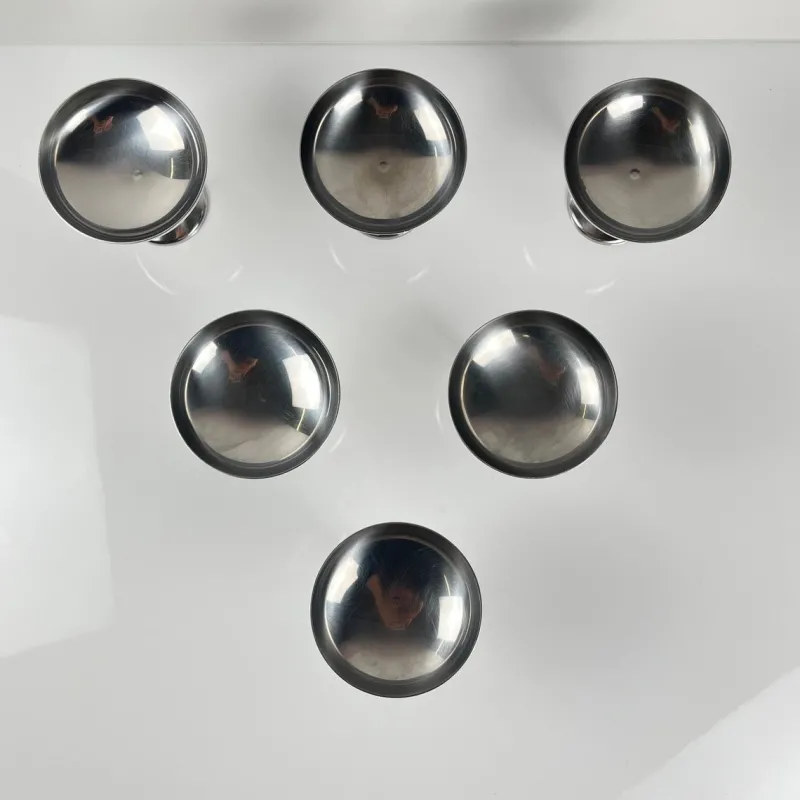 Pamono Stainless Steel Ice Cream Cups with Spoons by Guy Degrenne, 1970s, Set of 12> Dinner Plates & Bowls